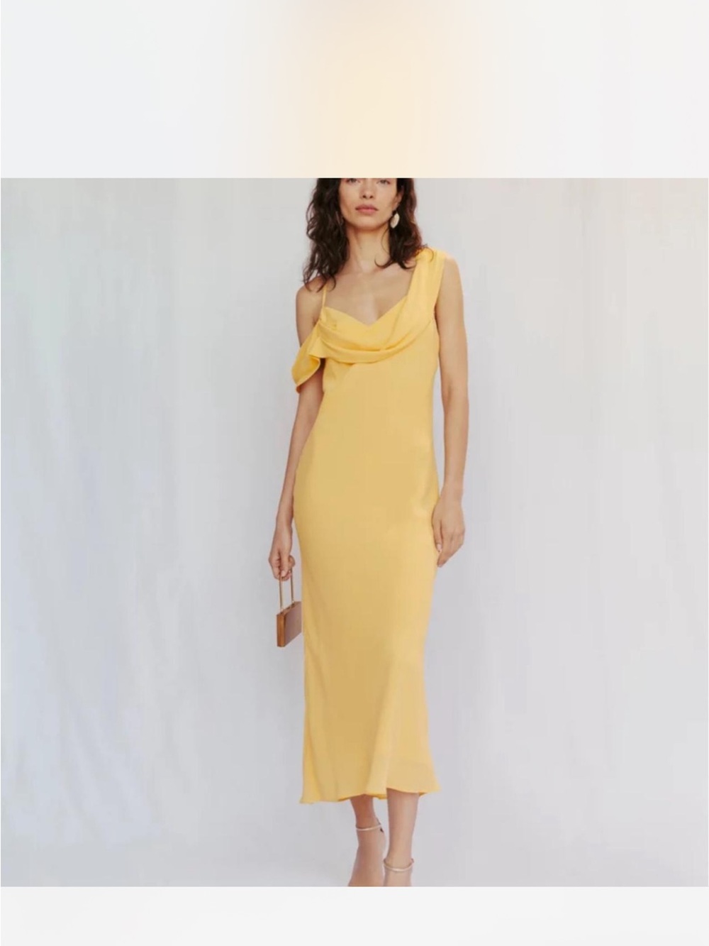 Elegant Reformation Yellow Midi Dress
